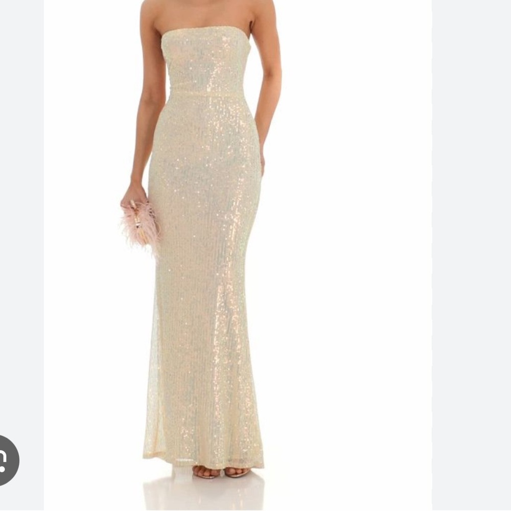 Strapless Iridescent Sequin Maxi Dress